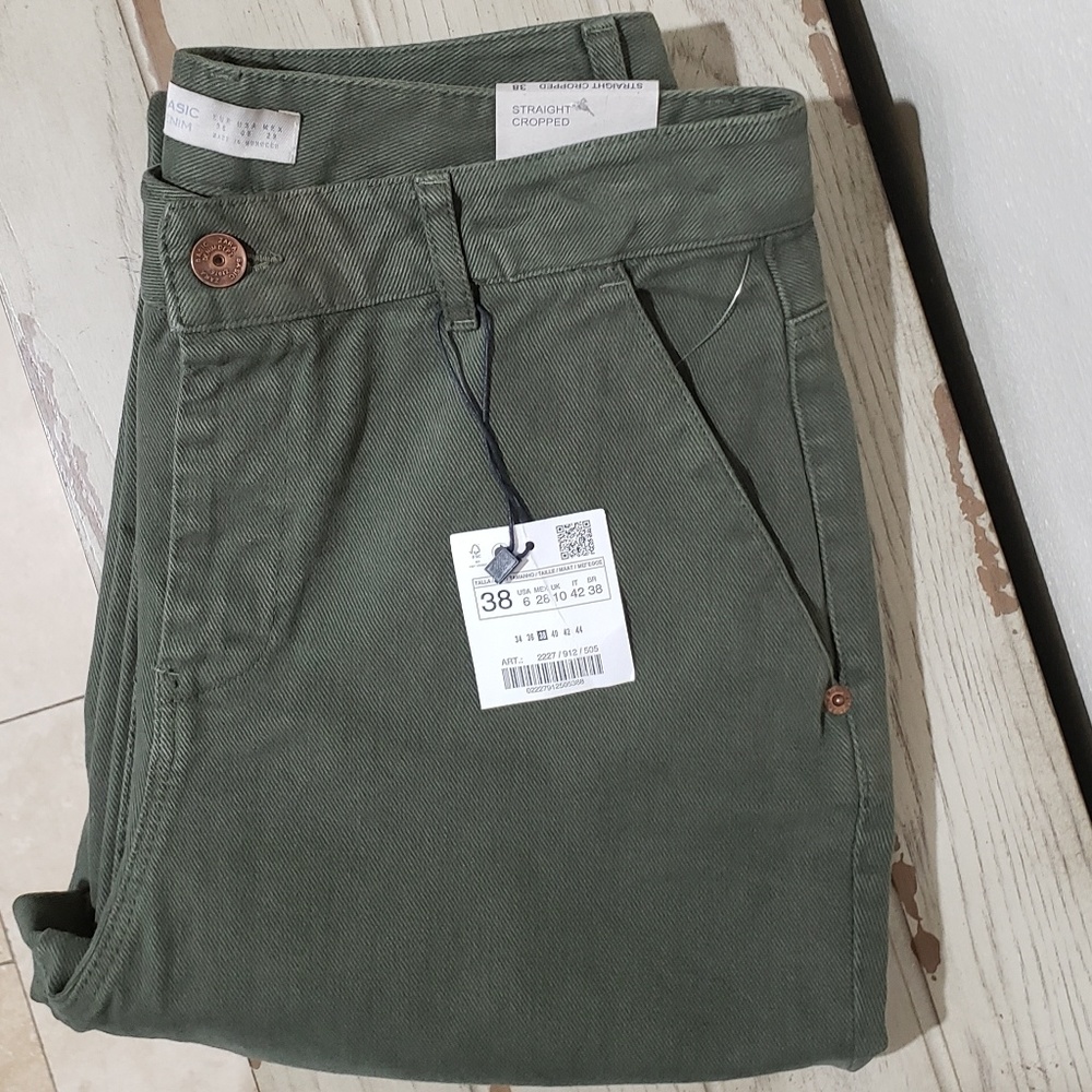 Zara straight cropped denim pants